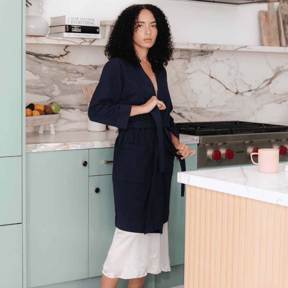 NWT All You Are Navy Robe Sz M